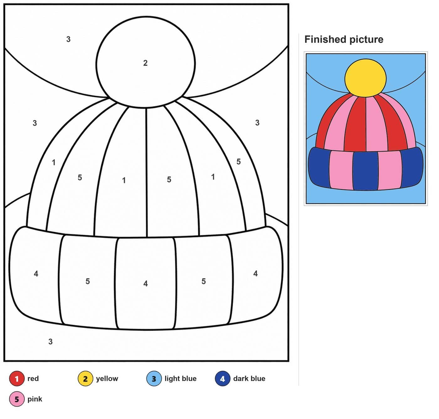 Winter beanie with round pom-pom, six crown panels and a five-section cuff