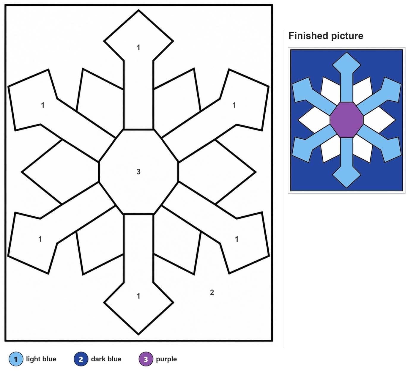 Large geometric snowflake with a central octagon and six angular arms